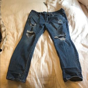 High rise distressed jeans